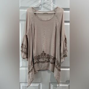 Oh Gussie Bohemian Embroidered Tunic Blouse Sz L Whimsical Cottagecore Peasant